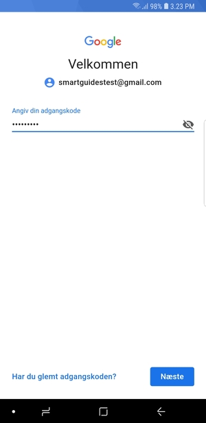 Indtast din Gmail adgangskode og vælg Næste