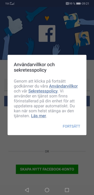 Välj FORTSÄTT