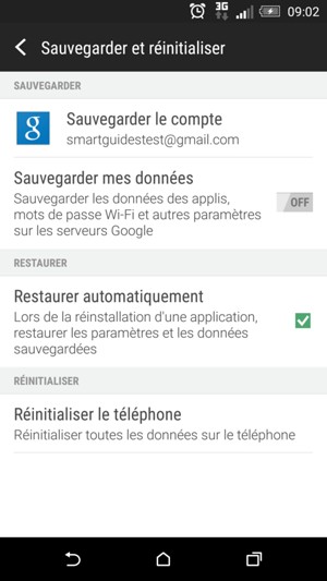 Sélectionnez Sauvegarder le compte