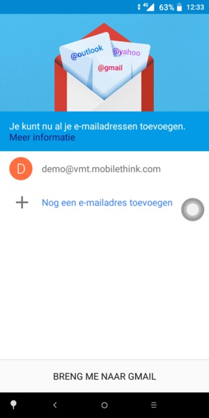 Selecteer BRENG ME NAAR GMAIL