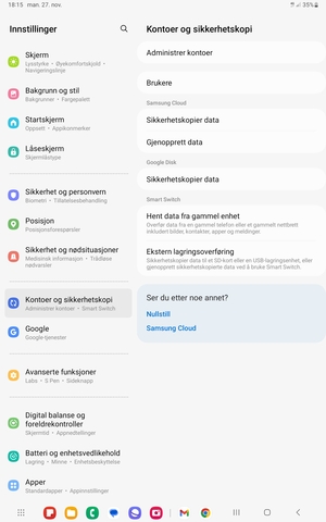 Velg Administrer kontoer
