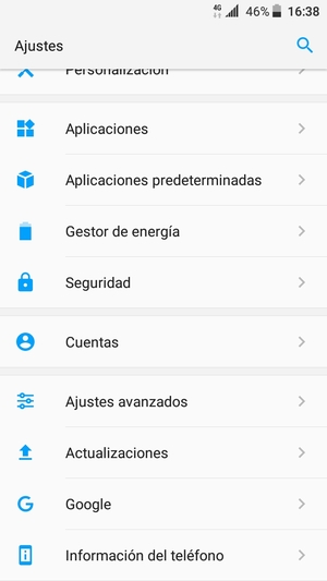 Desplácese y seleccione Cuentas