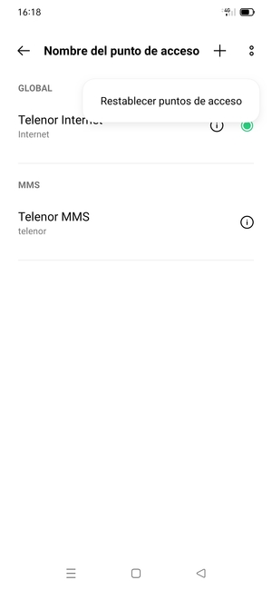 Seleccione Restablecer puntos de acceso