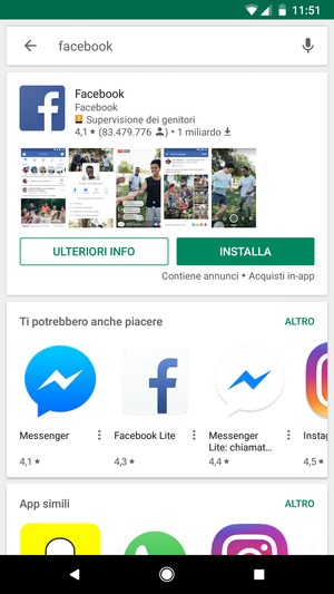 Seleziona l'applicazione