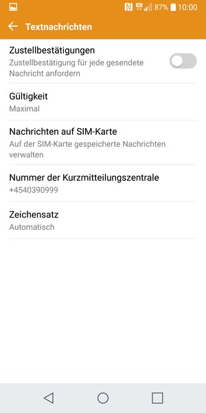 Wählen Sie Nummer der Kurzmitteilungszentrale