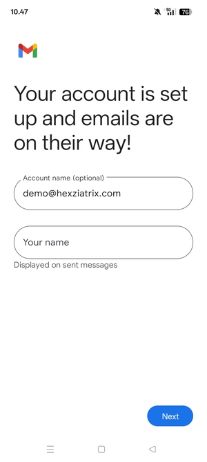 Give your account a name and enter your name. Select Next