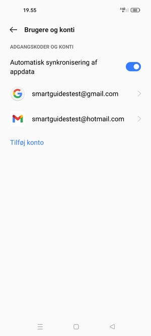 Vælg din Google konto