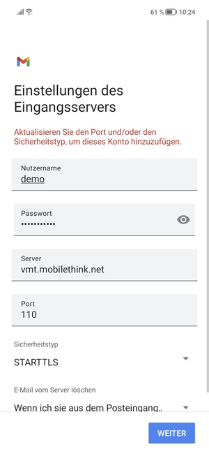 Wählen Sie Sicherheitstyp