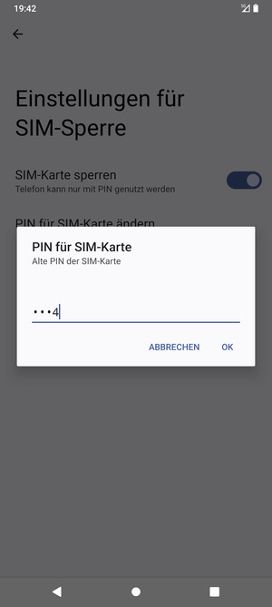 Geben Sie Ihre Alte PIN der SIM-Karte ein und wählen Sie OK