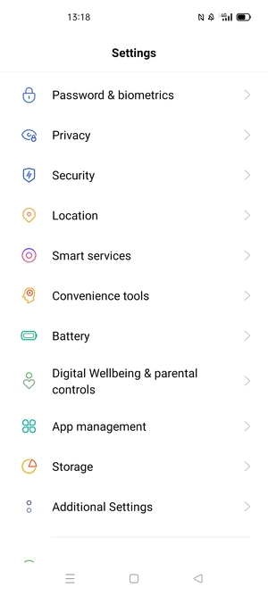To activate your screen lock, go to the Settings menu and select Passwords & biometrics