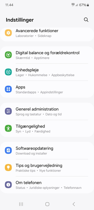 Scroll til og vælg Softwareopdatering