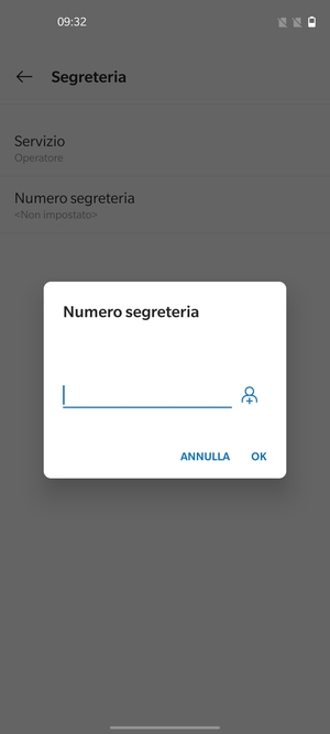 Inserisci Numero segreteria e seleziona OK