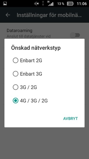 Tryck på ditt föredragna alternativ
