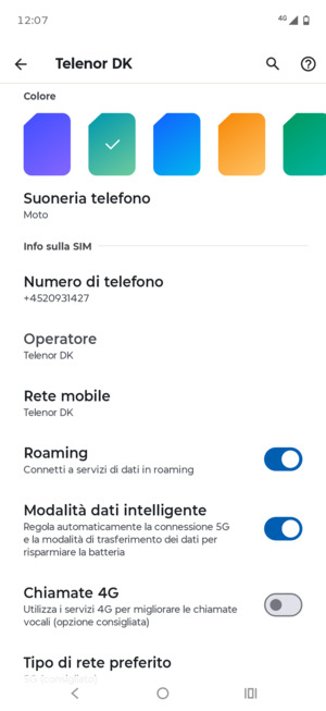 Attiva o disattiva Roaming