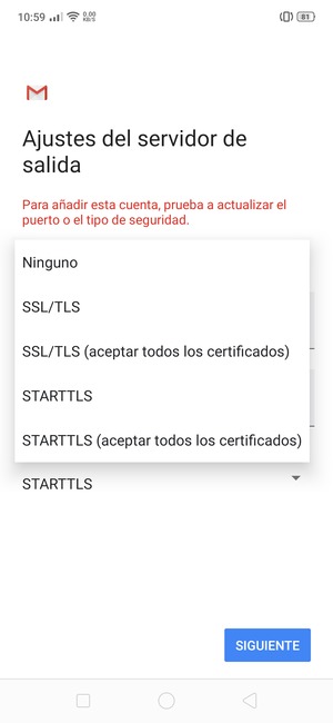 Seleccione Ninguno y SIGUIENTE