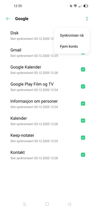 Velg Synkroniser nå