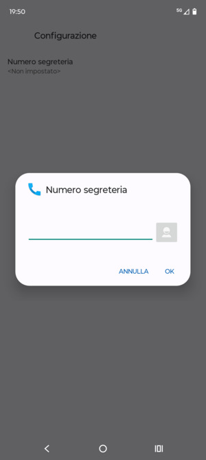 Inserisci Numero segreteria e seleziona OK