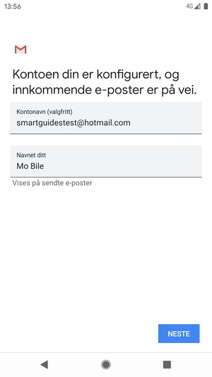 Gi kontoen din et navn, og skriv inn navnet ditt. Velg NESTE