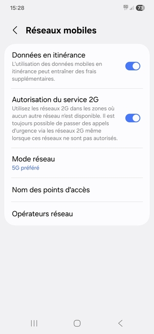 Activer ou désactiver Données en itinérance