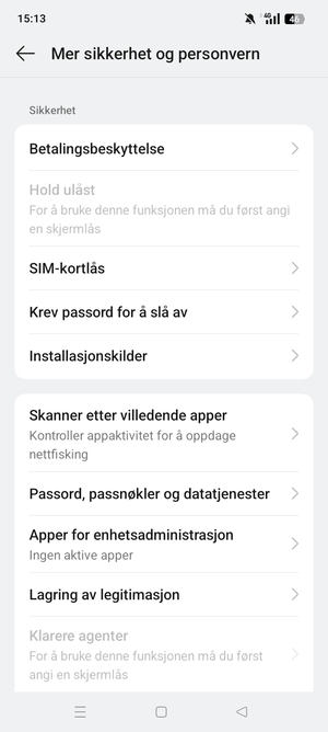 Bla til og velg  SIM-kortlås