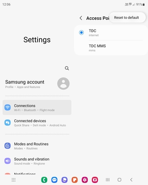 Select Reset to default