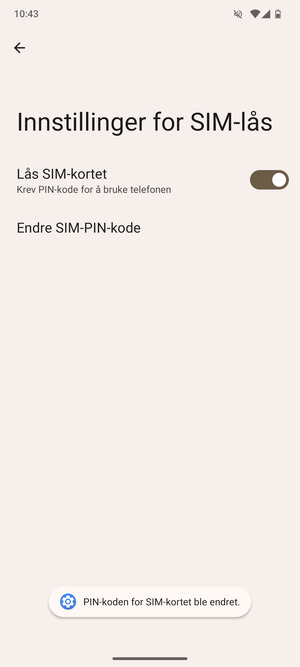 Din PIN-kode for SIM-kort er endret