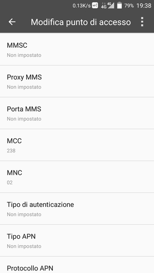Scorri verso il basso e inserisci le informazioni degli MMS