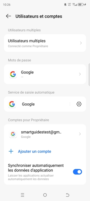 Sélectionnez votre compte Google