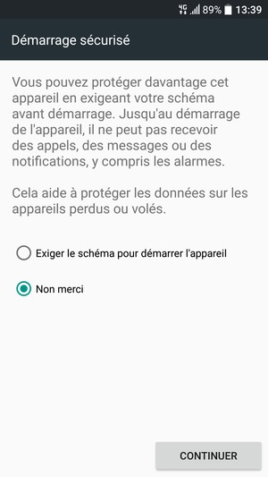 Sélectionnez CONTINUER