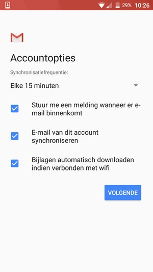 Selecteer VOLGENDE