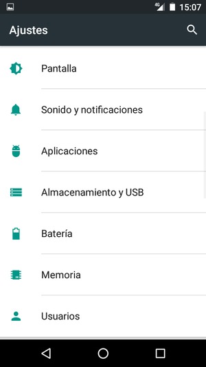 Desplácese y seleccione Batería