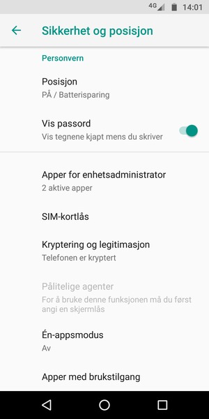 Bla til og velg SIM-kortlås