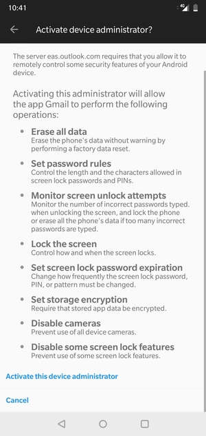 Scroll to and select Activate this device administrator