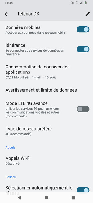 Activer ou désactiver Itinérance