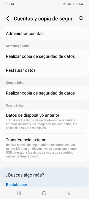Seleccione Administrar cuentas