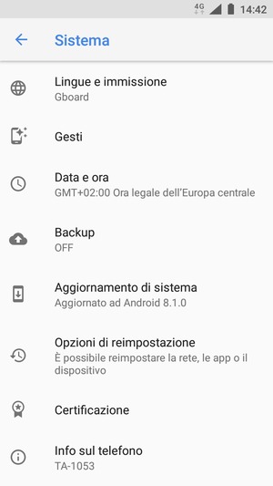 Seleziona Backup