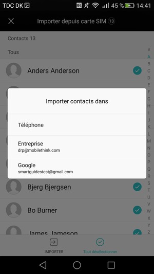 Sélectionnez votre compte Google