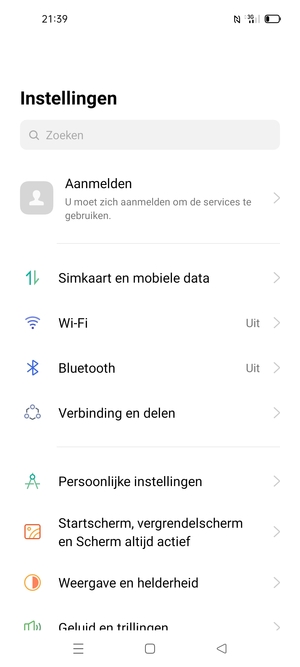 Selecteer Simkaart en mobiele data
