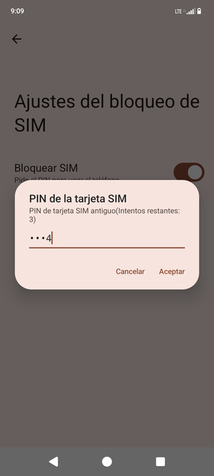 Introduzca su PIN de tarjeta SIM antiguo y seleccione Aceptar