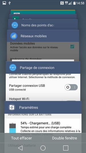 Sélectionnez Tout effacer pour fermer toutes les applications en cours d'exécution