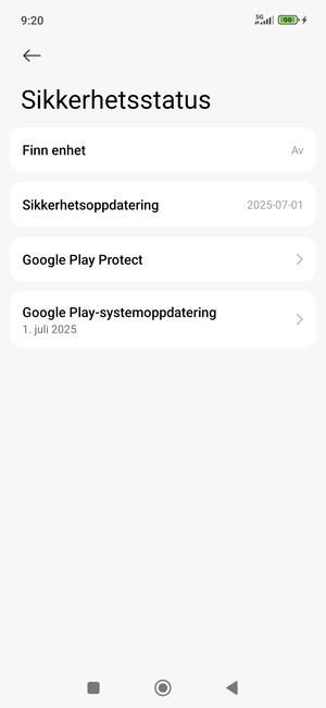 Velg Google Play-systemoppdatering