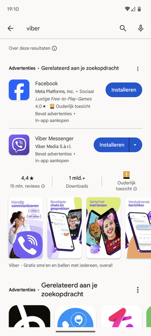 Selecteer de app