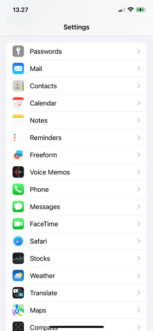 Return to the Settings menu and scroll to and select Mail