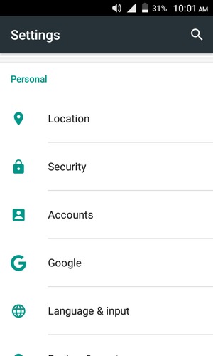 Scroll to and select Security