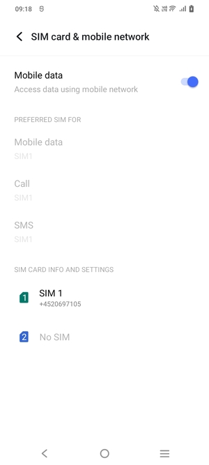 Select SIM 1 or SIM 2