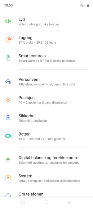 Bla til og velg Sikkerhet