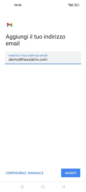 Inserisci il tuo indirizzo email e seleziona AVANTI
