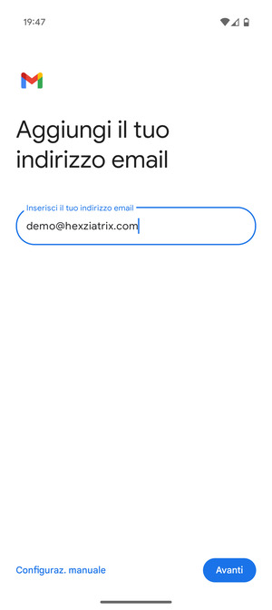 Inserisci il tuo indirizzo email e seleziona Avanti