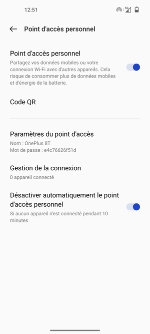 Votre téléphone est maintenant configuré pour être utilisé comme modem