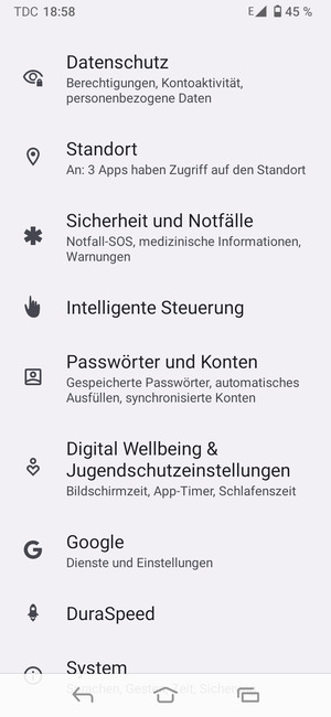 Scrollen Sie und wählen Sie Passwörter und Konten